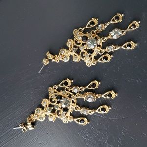 Chandelier Earrings - Black/Gray/Gold